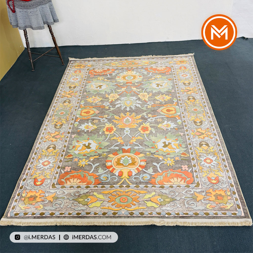 فرش کهنه نما کد 22220 زمینه تمام رنگ